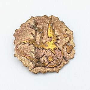 Vintage 1930s-1940s Art Deco signed scarf clip / ring bird with wheat